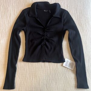 ASOS Black Ribbed Long Sleeve Top